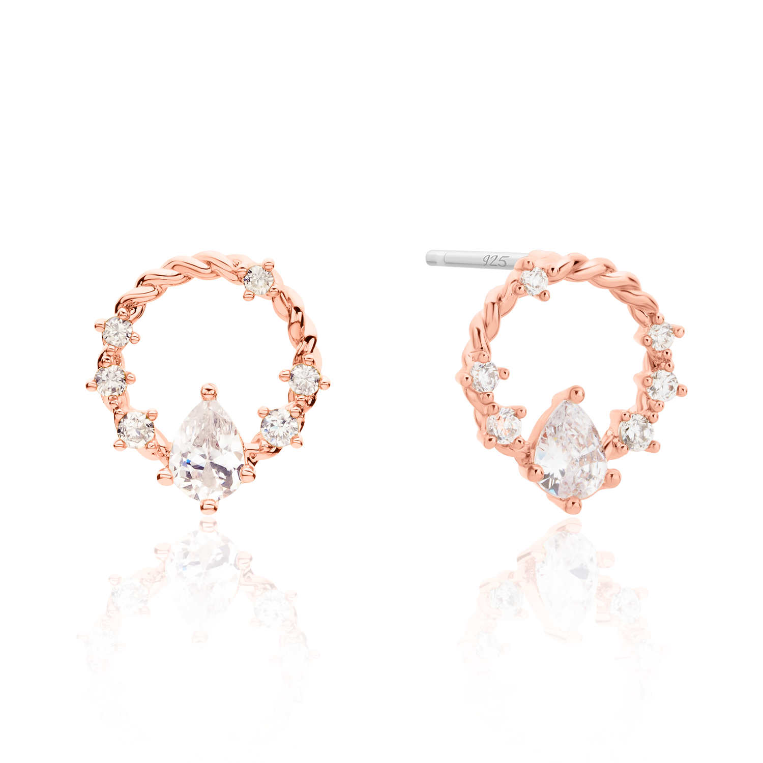 Cubic circle rope earrings-2