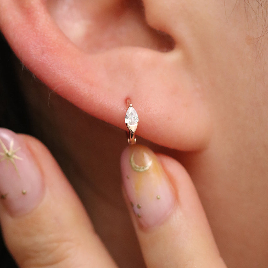 Teardrop Cubic Huggie Earring-1