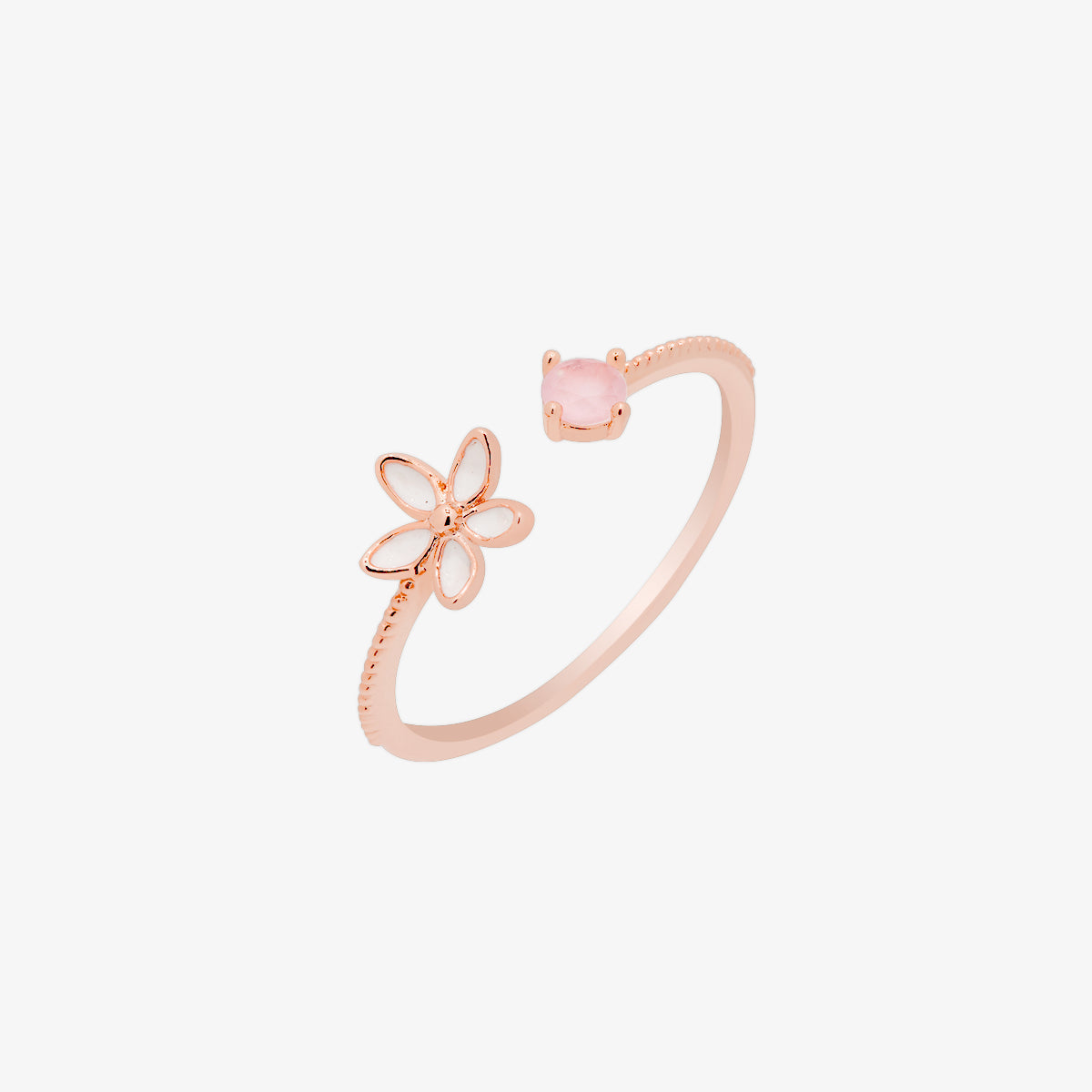 Rose quartz flower ring-5