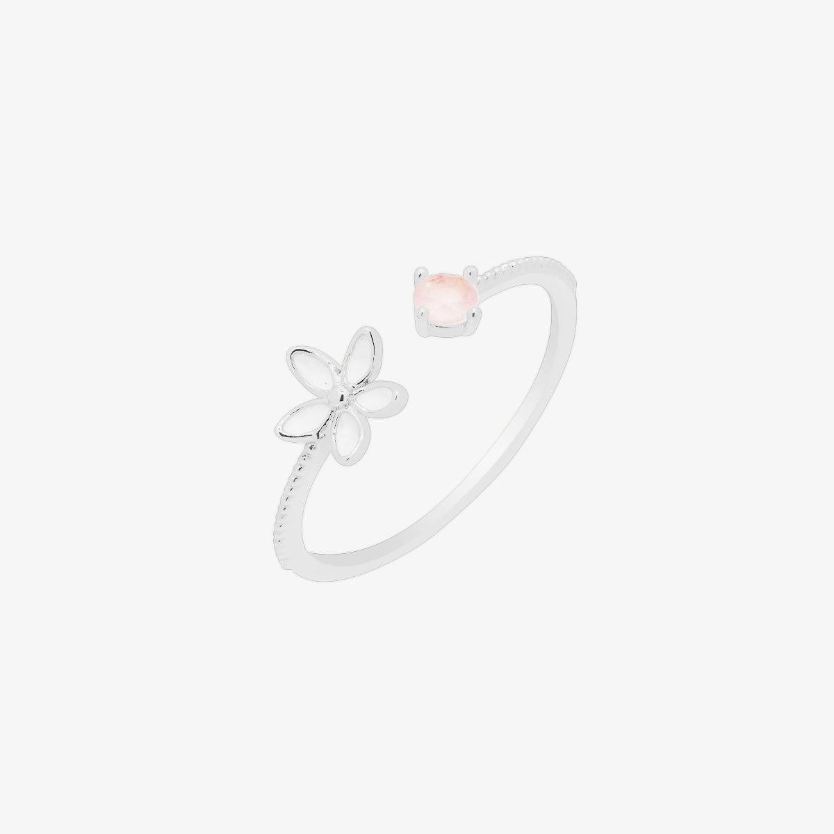 Rose quartz flower ring-4