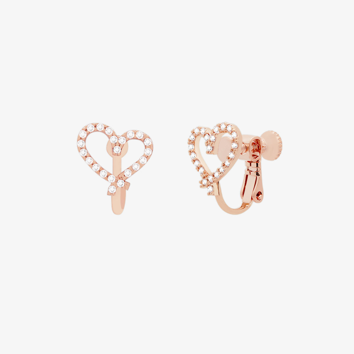 Cubic Heart Clip On Earrings-6